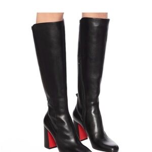 Christian Louboutin Black Heeled Boots with Red Accent